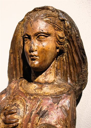 "The Virgin of the Milk"  Medieval wooden sculpture
